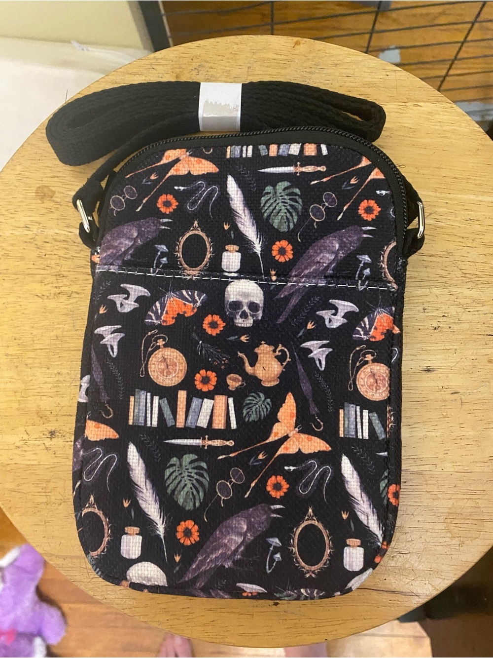 Black Gothic Print Crossbody Bag - Picture 1 of 3